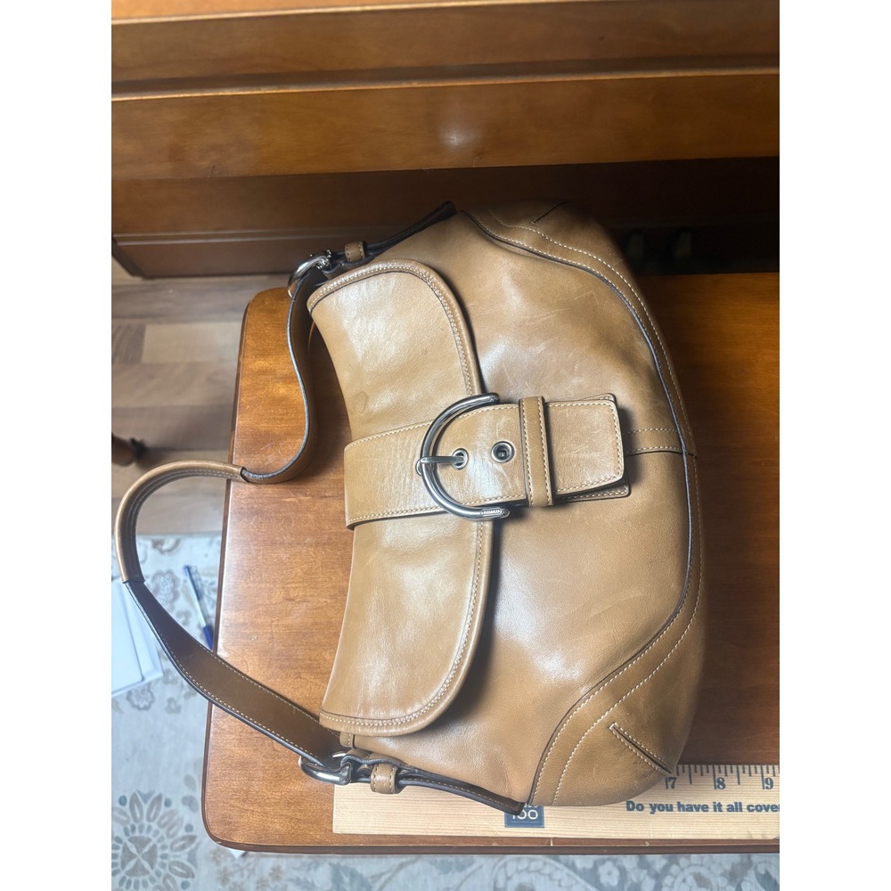 Coach‎ Soho Buckle Flap Shoulder Bag Tan Glove Leather Y2K F04S-9248 - Picture 7 of 8